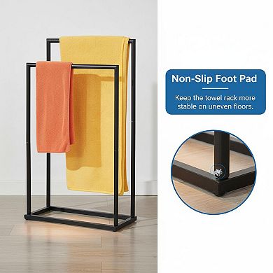 Free Standing 2 Tier Towel Rack Bathroom Storage Shelves Stainless Steel Black