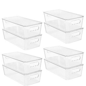 Clear Organizers and Storage Bins 8 Pack with Lids Stackable