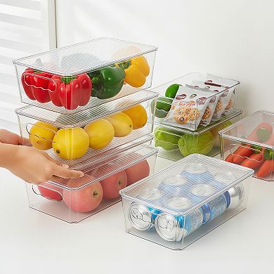Clear Organizers and Storage Bins 8 Pack with Lids Stackable