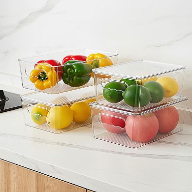 Clear Organizers and Storage Bins 8 Pack with Lids Stackable
