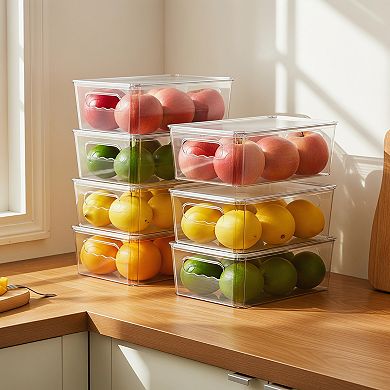 Clear Organizers and Storage Bins 8 Pack with Lids Stackable