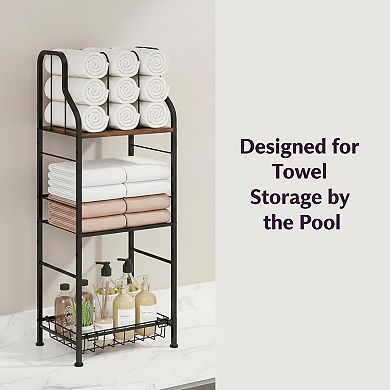 Free Standing 3 Tier Towel Rack Bathroom Storage Organizer Metal Shelf