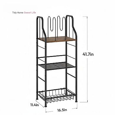 Free Standing 3 Tier Towel Rack Bathroom Storage Organizer Metal Shelf