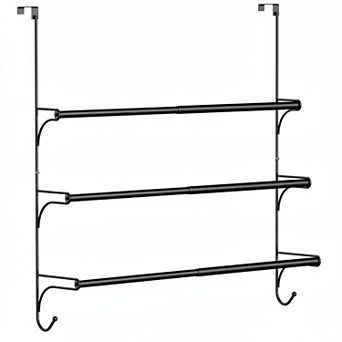Adjustable Over The Door Triple Towel Rack Hooks Flexible Easy Install Durable Space Saving