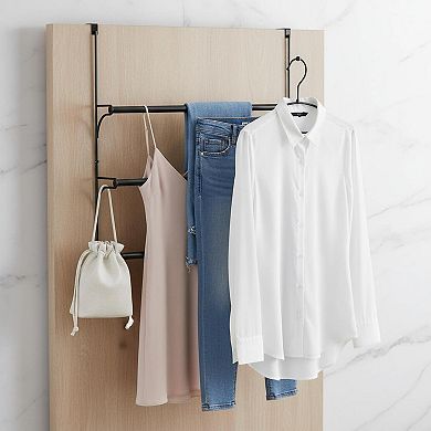 Adjustable Over The Door Triple Towel Rack Hooks Flexible Easy Install Durable Space Saving