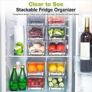 Refrigerator Drawer Organizer Bins 4 Pack Clear Stackable