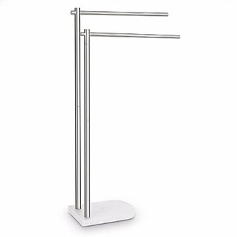 Standing Towel Rack 304 Stainless Steel 2 tier Marble Base Modern Freestanding Towel Holder