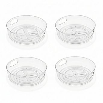 Lazy Susan Organizer for Cabinet 4 Pack Clear Turntable with Handles