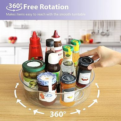 Lazy Susan Organizer for Cabinet 4 Pack Clear Turntable with Handles