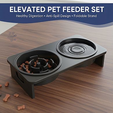 Elevated Dog Bowls Large Breed with Adjustable Height Stand