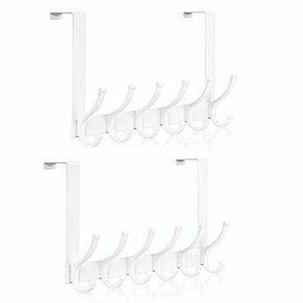 Door Hooks Over Door Towel Rack Coat Hanger 12 Hooks Sturdy Space Saving No Drilling