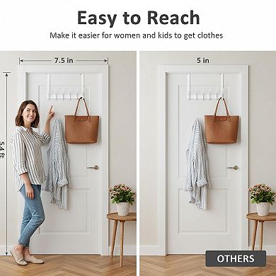 Door Hooks Over Door Towel Rack Coat Hanger 12 Hooks Sturdy Space Saving No Drilling