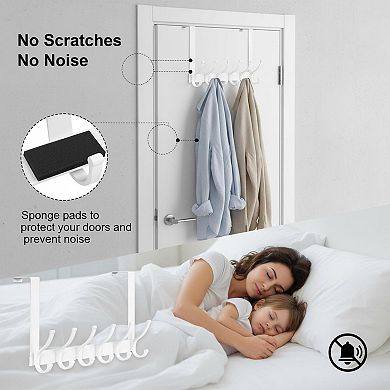 Door Hooks Over Door Towel Rack Coat Hanger 12 Hooks Sturdy Space Saving No Drilling