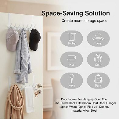 Door Hooks Over Door Towel Rack Coat Hanger 12 Hooks Sturdy Space Saving No Drilling