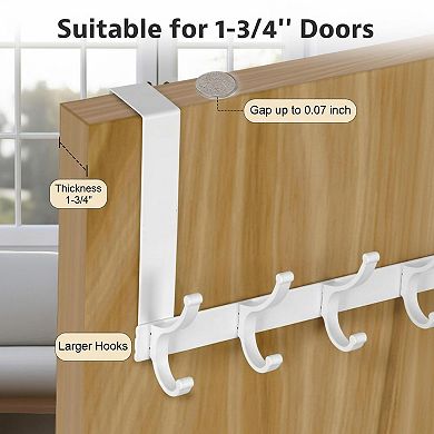 Door Hooks Over Door Towel Rack Coat Hanger 12 Hooks Sturdy Space Saving No Drilling