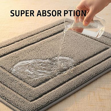 3 Piece Bathroom Rugs Set Soft Absorbent Non Slip Microfiber Washable