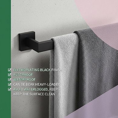 Stainless Steel Towel Bar Wall Mounted Matte Black SUS304 Bathroom Kitchen Rack