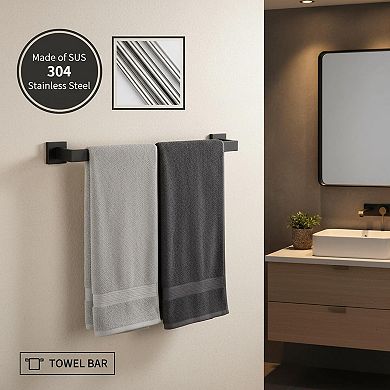 Stainless Steel Towel Bar Wall Mounted Matte Black SUS304 Bathroom Kitchen Rack