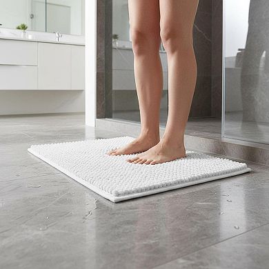Bathroom Rugs Chenille Bath Mat Soft Short Plush Water Absorbent Quick Dry Machine Washable