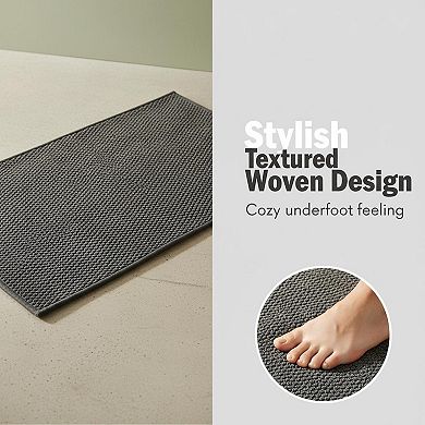 Non Slip Washable Bathroom Rug Super Absorbent Quick Dry Low Pile Bath Mat