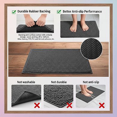 Non Slip Washable Bathroom Rug Super Absorbent Quick Dry Low Pile Bath Mat