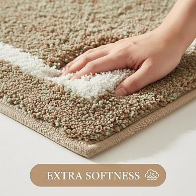 3 Piece Microfiber Shaggy Bathroom Rug Set Non Slip Absorbent Ultra Soft With U-shaped Toilet Mat