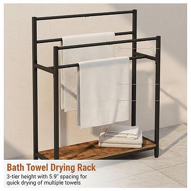 Extra Large Free Standing Towel Rack 3 Tier Blanket Holder with Bottom Shelf