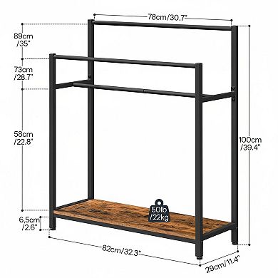 Extra Large Free Standing Towel Rack 3 Tier Blanket Holder with Bottom Shelf