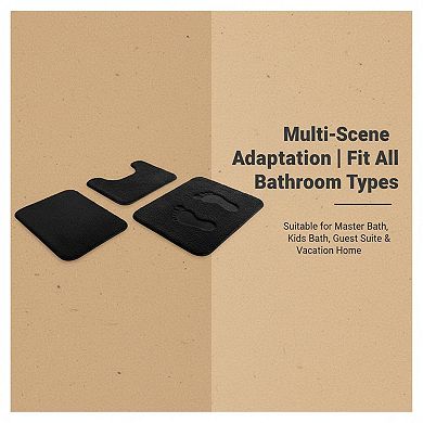 Memory Foam Bathroom Rug Set 3 Piece Non-Slip Water Absorbent Machine Washable Soft Supportive