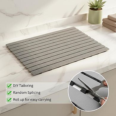 Shower Mat Non Slip Bathtub Suction Cups Drain Holes Easy Dry Easy Cut Eco Friendly TPE PP