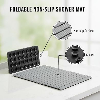 Shower Mat Non Slip Bathtub Suction Cups Drain Holes Easy Dry Easy Cut Eco Friendly TPE PP