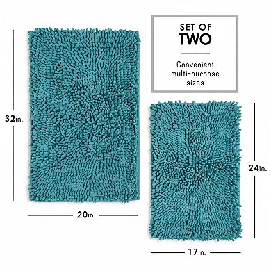 Bathroom Rugs Chenille Bath Mat Set Non-slip Quick Dry Machine Washable Plush Soft