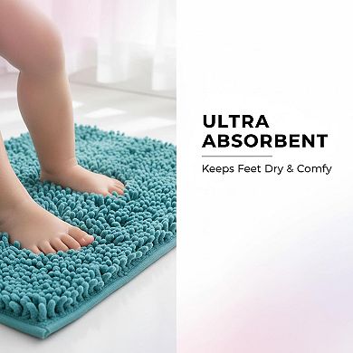 Bathroom Rugs Chenille Bath Mat Set Non-slip Quick Dry Machine Washable Plush Soft