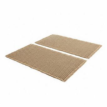 Set Of 2 Waffle Bathroom Rugs Non Slip Washable Super Absorbent Rubber Backed Shower Floor Mats