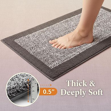 Long Non Slip Washable Chenille Runner Rug Soft Absorbent Quick Dry for Bathroom Kitchen Hallway