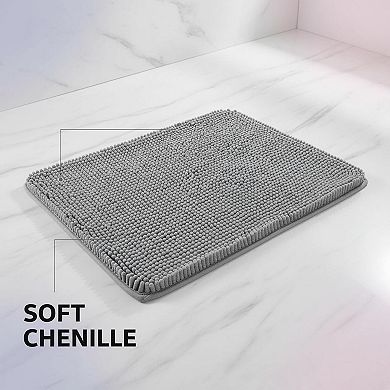Soft Shaggy Chenille Bathroom Rugs Absorbent Non-Slip Machine Washable