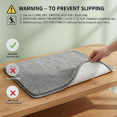 Soft Shaggy Chenille Bathroom Rugs Absorbent Non-Slip Machine Washable