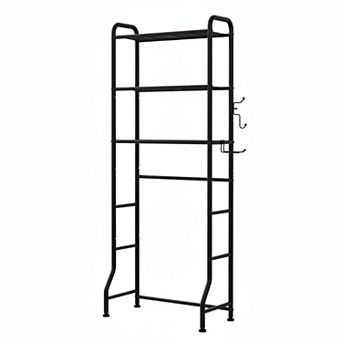 Over Toilet Storage Rack 3 tier Metal Bathroom Organizer Shelf with Paper Holder Hooks