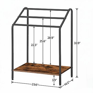 Freestanding 3 Tier Towel Blanket Rack Rustic Brown Black