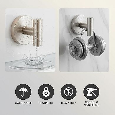 No-drill Suction Cup Shower Hooks Heavy Duty Reusable 4 Packs