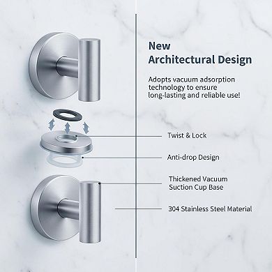No-drill Suction Cup Shower Hooks Heavy Duty Reusable 4 Packs