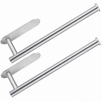 Stainless Steel Under Cabinet Paper Towel Holder 2 Pack Wall Mount Self Adhesive Screws Space Saver