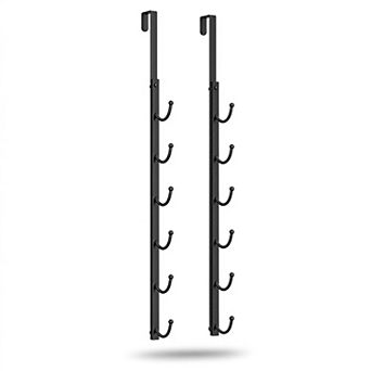 6 tier Rolled Towel Rack Over Door Wall Mount Black Metal Bath RV Camper