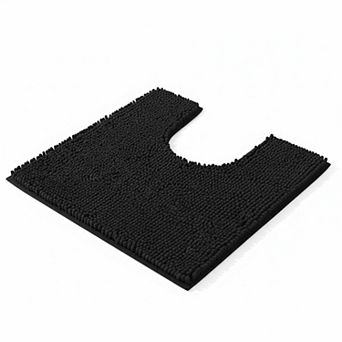 Luxury Chenille U-shaped Toilet Rug Soft Absorbent Non-slip Contour Bath Mat Machine Washable