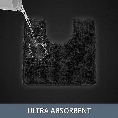 Luxury Chenille U-shaped Toilet Rug Soft Absorbent Non-slip Contour Bath Mat Machine Washable