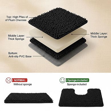 Luxury Chenille U-shaped Toilet Rug Soft Absorbent Non-slip Contour Bath Mat Machine Washable
