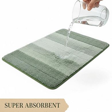 3 Ombre Bathroom Rugs Set: U-shaped Mat, Non Slip, Quick Drying, Ultra Soft, Machine Washable