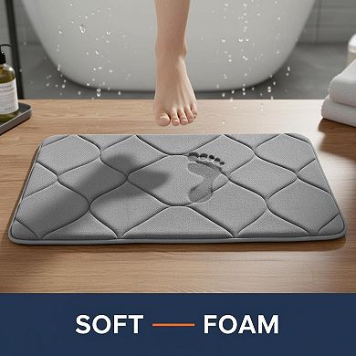 Memory Foam Bath Mat Ultra Soft Non-slip Plush Water Absorbent Quick Dry Machine Washable Bathroom