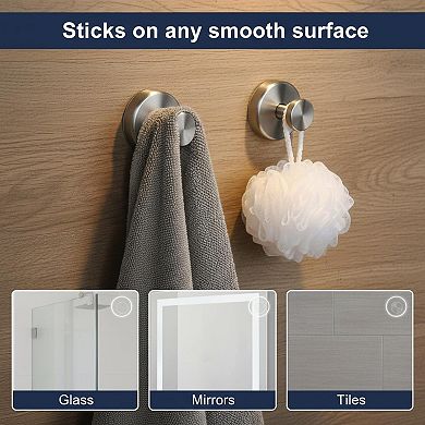 Suction Cup Hooks for Shower Removable 2 Pack 15lbs Hold Rustproof No Drill