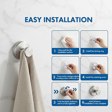 Suction Cup Hooks for Shower Removable 2 Pack 15lbs Hold Rustproof No Drill